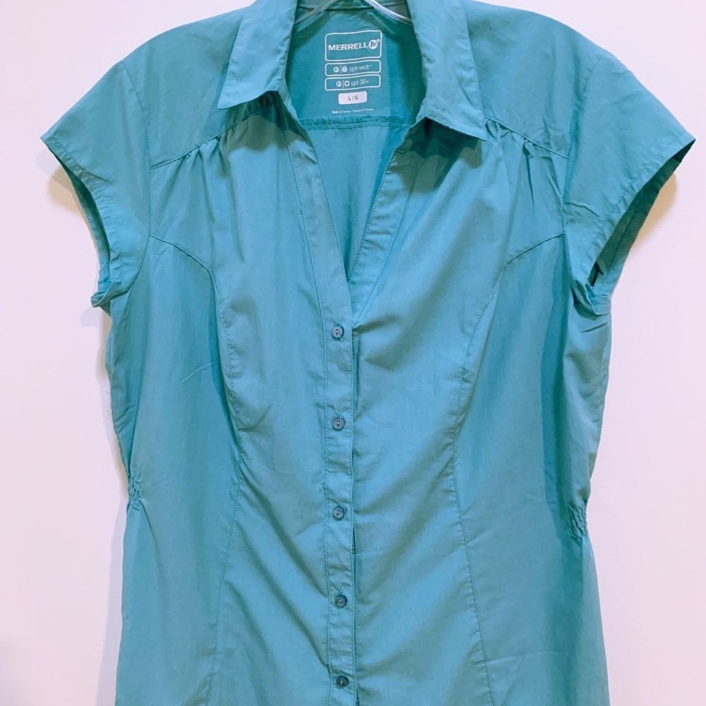 Merrell Aqua Blue Cap Sleeved Blouse